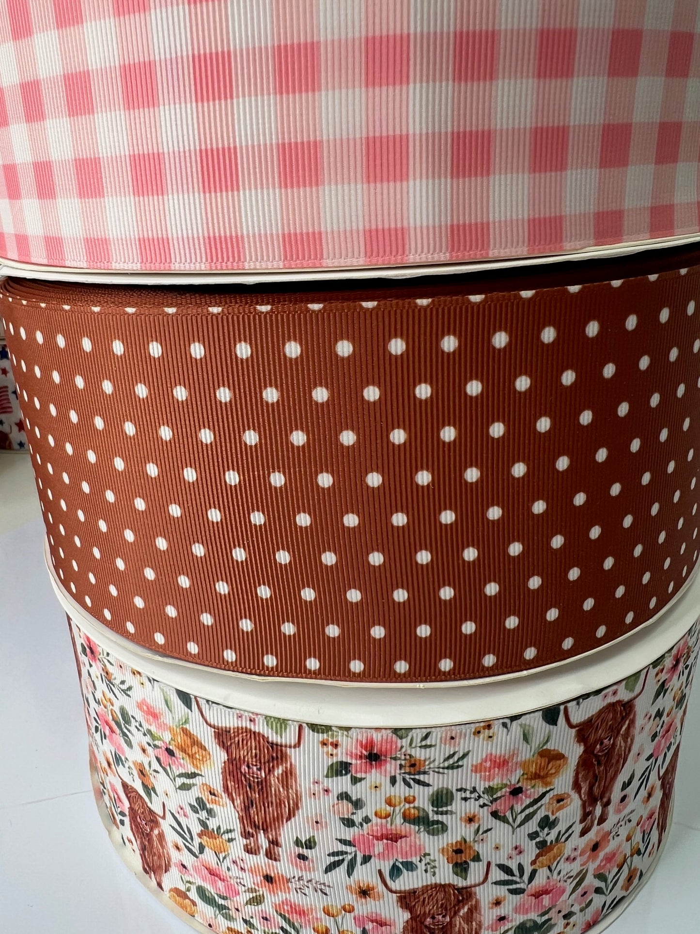 "3" Pink Plaid Ribbon: Perfect Partner for Highland Cows!