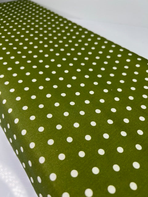 Charlotte Forest Green Polka Dot 100% Cotton, Cate & Rainn Green Polka Dots Cotton Fabric, Quilting Cotton