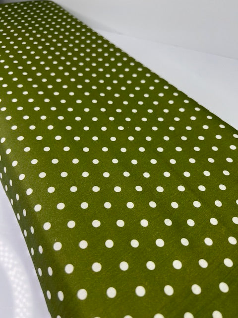 Charlotte Forest Green Polka Dot 100% Cotton, Cate & Rainn Green Polka Dots Cotton Fabric, Quilting Cotton
