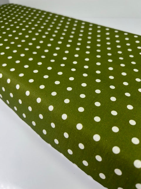 Charlotte Forest Green Polka Dot 100% Cotton, Cate & Rainn Green Polka Dots Cotton Fabric, Quilting Cotton