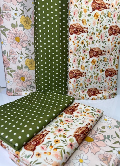 Charlotte Forest Green Polka Dot 100% Cotton, Cate & Rainn Green Polka Dots Cotton Fabric, Quilting Cotton