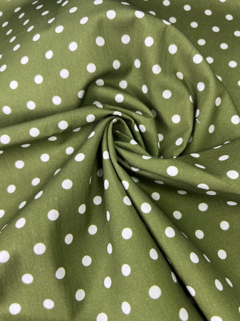 Charlotte Forest Green Polka Dot 100% Cotton, Cate & Rainn Green Polka Dots Cotton Fabric, Quilting Cotton