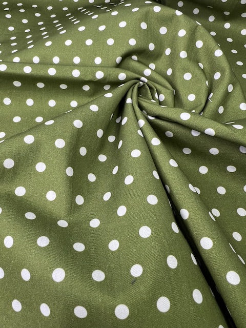 Charlotte Forest Green Polka Dot 100% Cotton, Cate & Rainn Green Polka Dots Cotton Fabric, Quilting Cotton