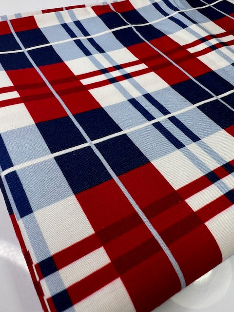 Red, White, Blue Plaid 100% Cotton, Cate & Rainn USA Plaid Cotton Fabric, Quilting Cotton