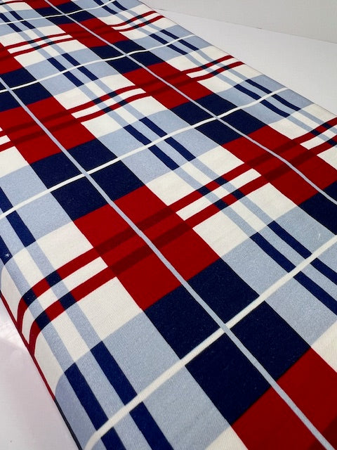 Red, White, Blue Plaid 100% Cotton, Cate & Rainn USA Plaid Cotton Fabric, Quilting Cotton