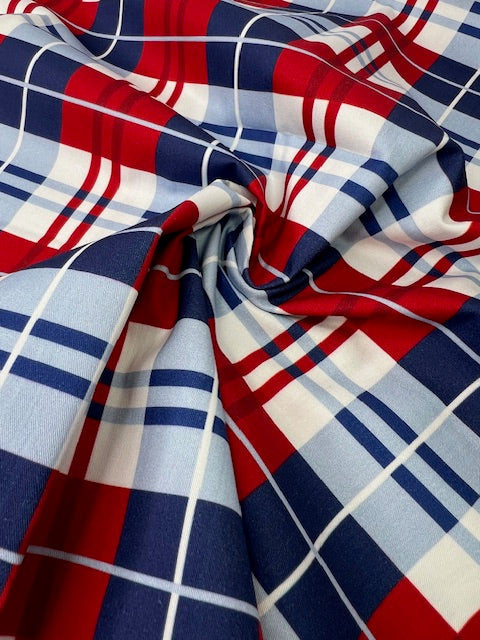 Red, White, Blue Plaid 100% Cotton, Cate & Rainn USA Plaid Cotton Fabric, Quilting Cotton