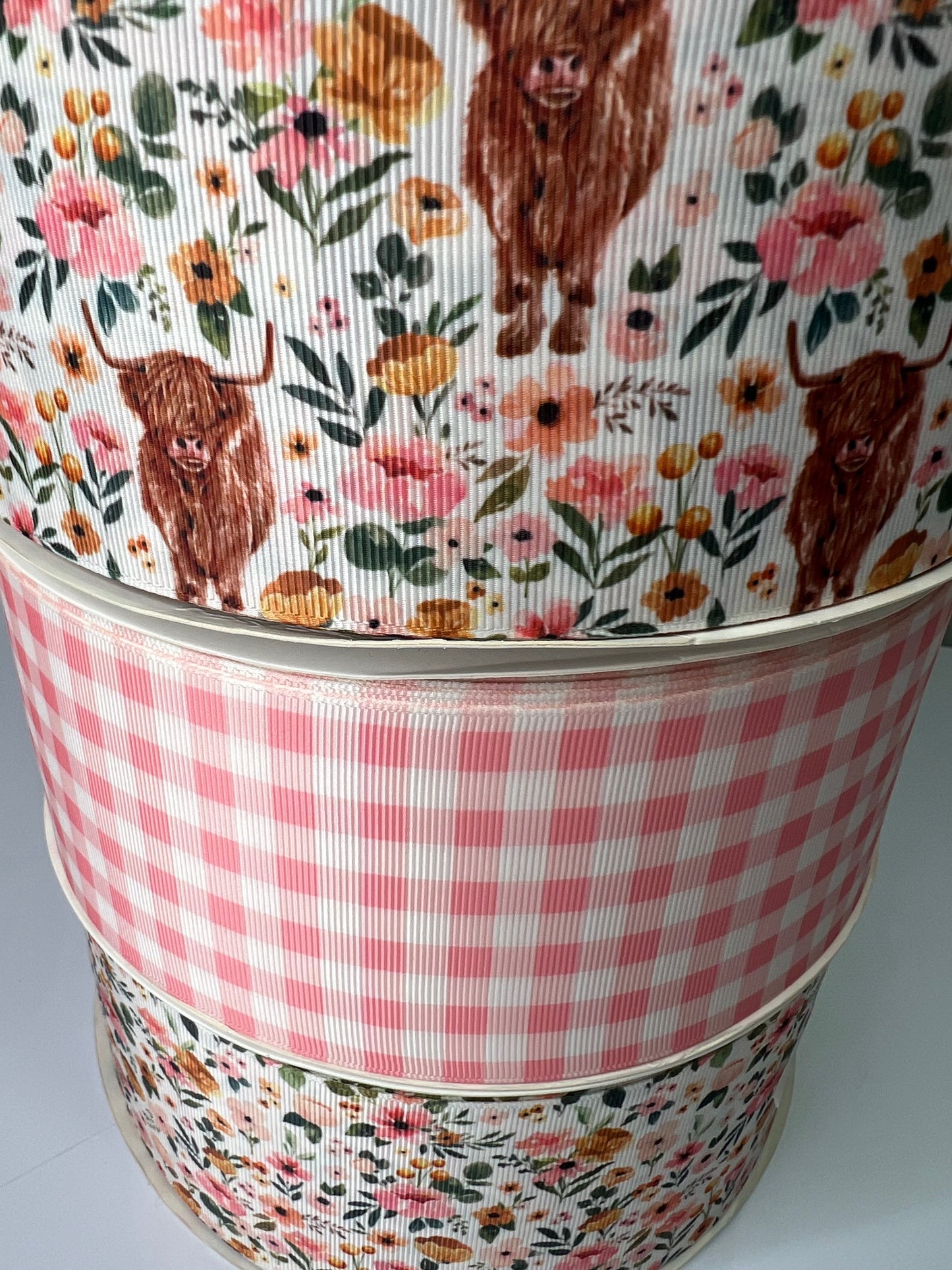 "3" Pink Plaid Ribbon: Perfect Partner for Highland Cows!