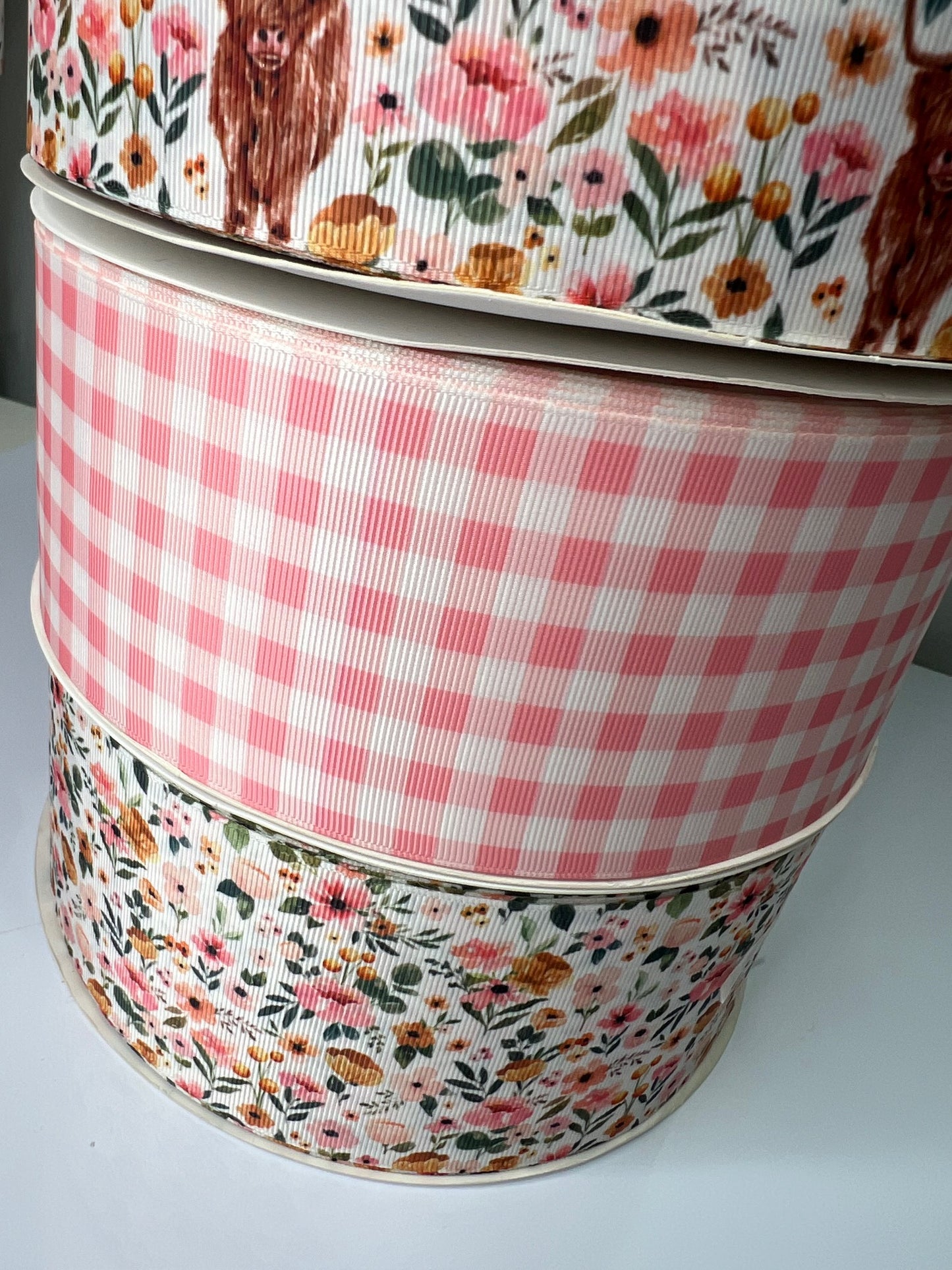"3" Pink Plaid Ribbon: Perfect Partner for Highland Cows!