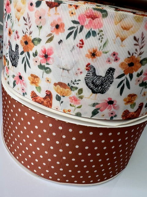 3" Chicken Grosgrain Ribbon: A Perfect Addition to Your Farm Collection! 🐔
