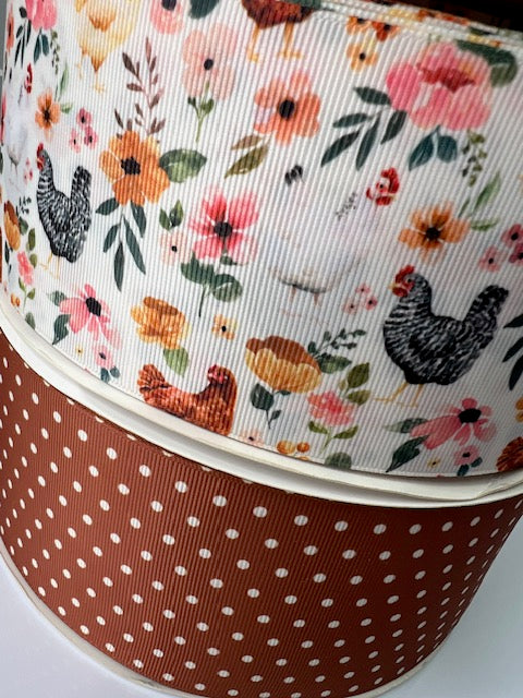 3" Chicken Grosgrain Ribbon: A Perfect Addition to Your Farm Collection! 🐔
