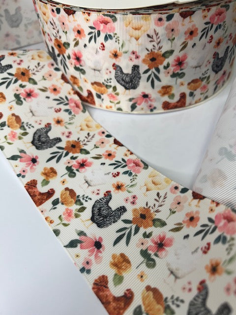 3" Chicken Grosgrain Ribbon: A Perfect Addition to Your Farm Collection! 🐔