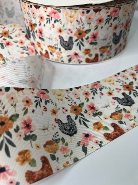 3" Chicken Grosgrain Ribbon: A Perfect Addition to Your Farm Collection! 🐔