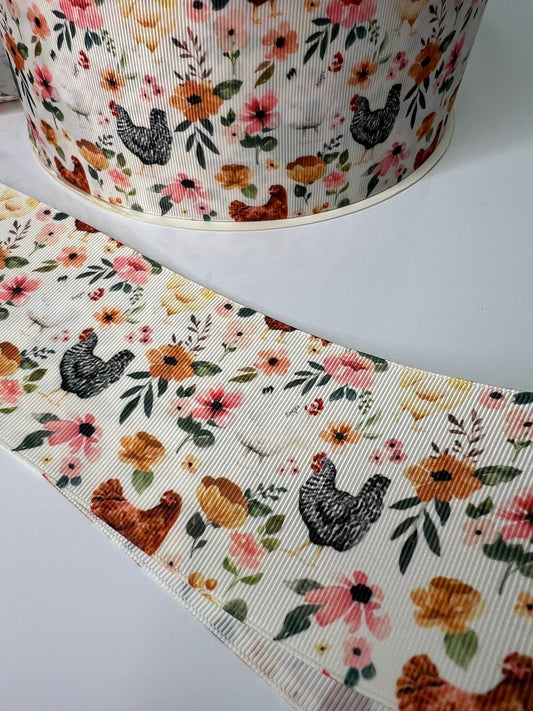 3" Chicken Grosgrain Ribbon: A Perfect Addition to Your Farm Collection! 🐔