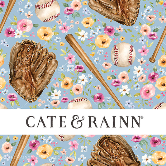 Cate & Rainn Melody Baseball Game Floral Blue