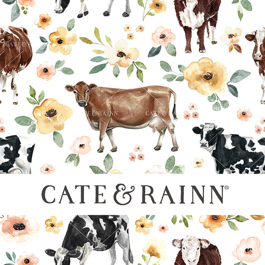Cate and Rainn Sunrise Floral Cows White