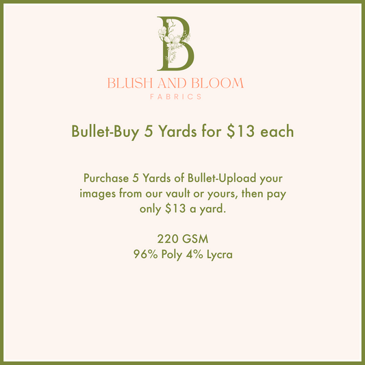 Buy 5 Custom Bullet $13 a yard