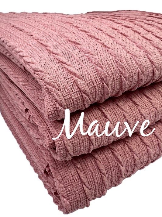 Mauve Cable Rib Knit Fabric